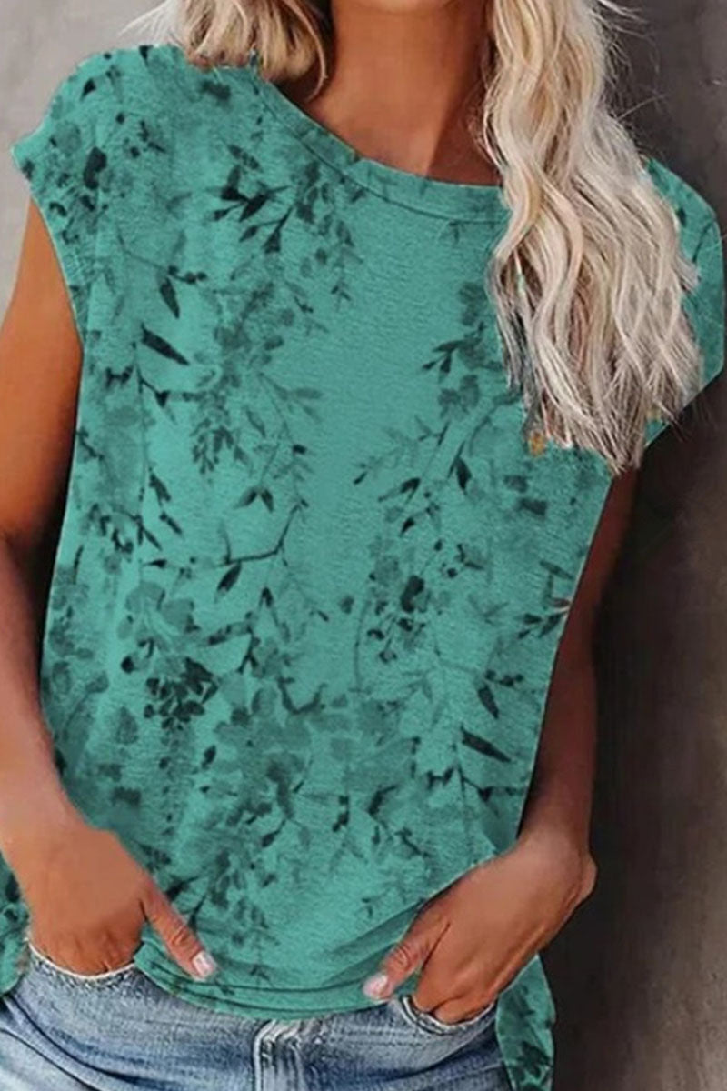 Camisetas de cuello redondo con patchwork y estampado urbano de moda