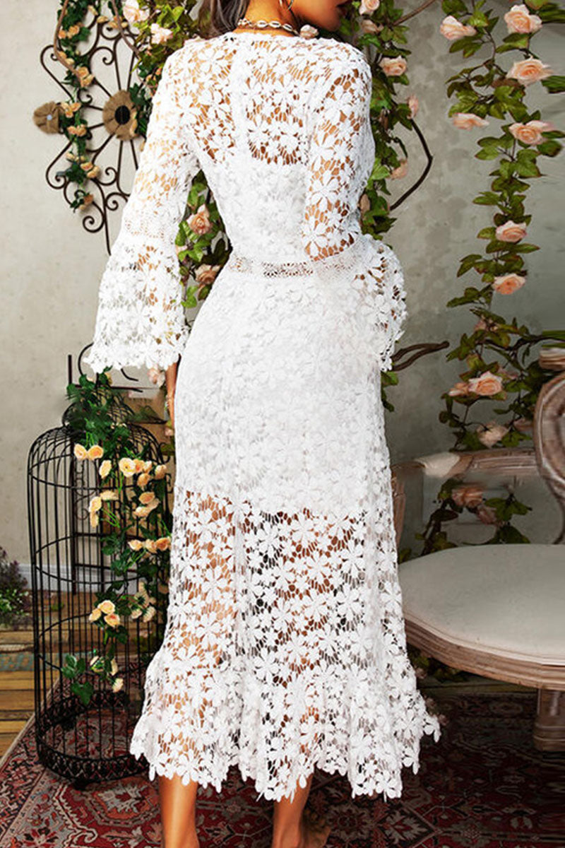 Vestidos de princesa con cuello en V y patchwork liso de moda urbana (4 colores)