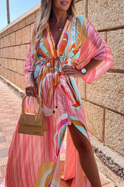 Vestido elegante de moda con escote en V y abertura en el frenillo (4 colores)