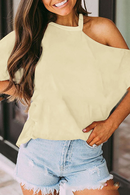 Camisetas informales con cuello asimétrico y abertura en la parte superior (7 colores)