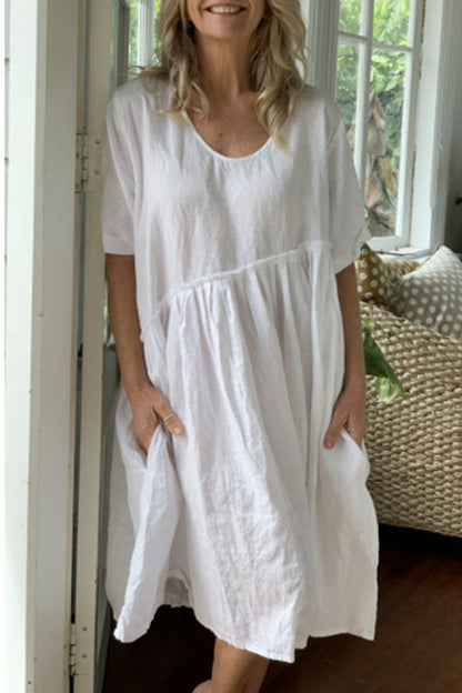 Vestidos de princesa con cuello redondo, de moda, informales, lisos y divididos