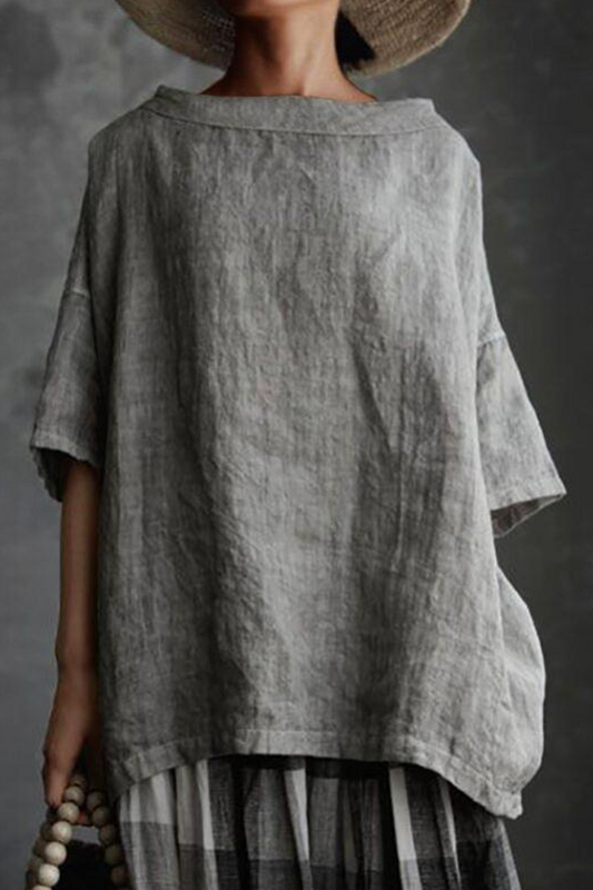 Camisetas básicas informales de cuello redondo y lisas