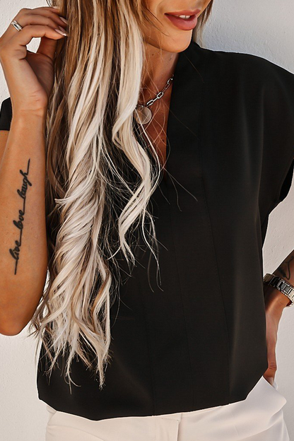 Camisetas casuales lisas con cuello en V y abertura en la parte superior (3 colores)