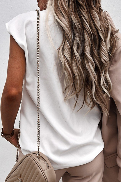 Camisetas casuales lisas con cuello en V y abertura en la parte superior (3 colores)