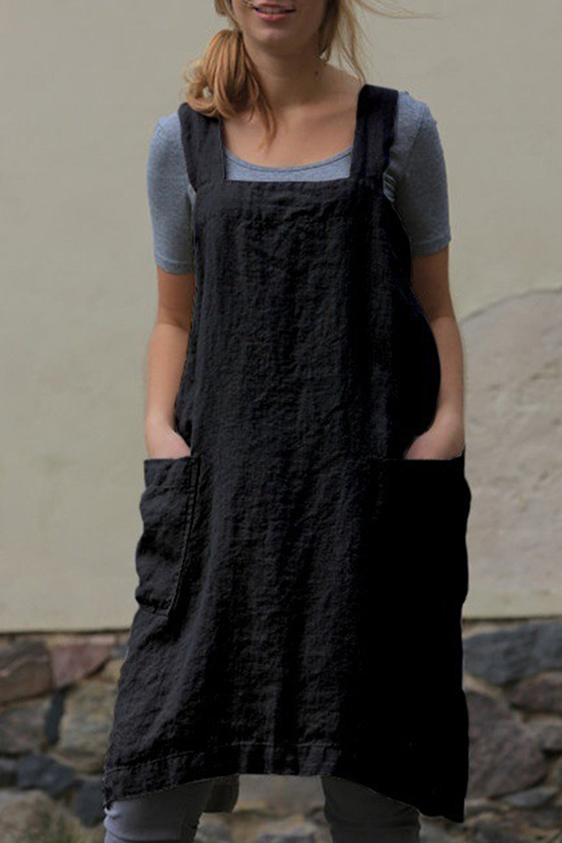 Casual Solid Pocket Square Collar Irregular Dresses(6 Colors)