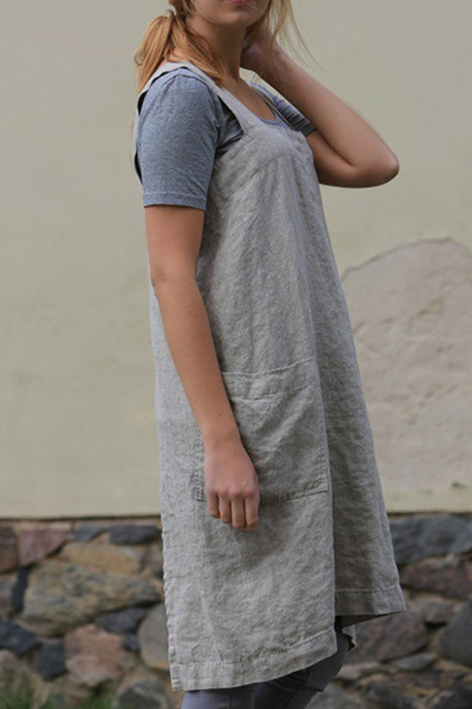 Casual Solid Pocket Square Collar Irregular Dresses(6 Colors)