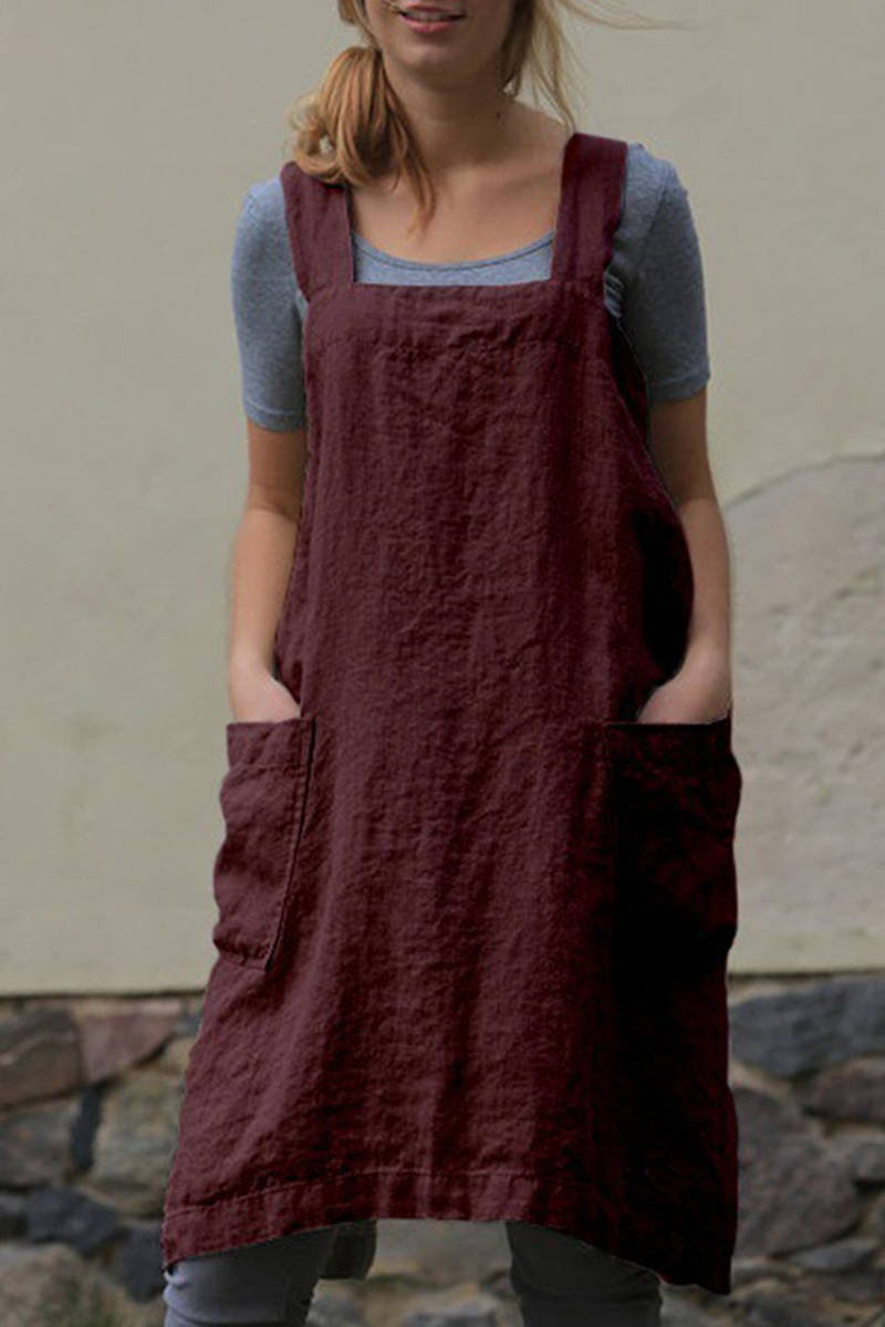 Casual Solid Pocket Square Collar Irregular Dresses(6 Colors)