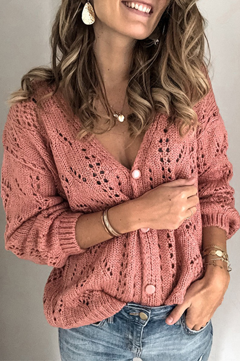 Tops casuales de cuello en V con hebilla ahuecada y sólidos