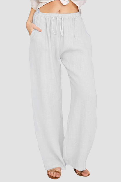 Casual Solid Patchwork Pocket Loose Wide Leg Solid Color Bottoms(8 Colors)