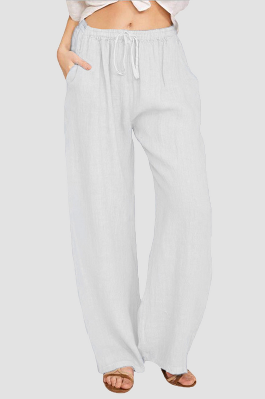 Casual Solid Patchwork Pocket Loose Wide Leg Solid Color Bottoms(8 Colors)