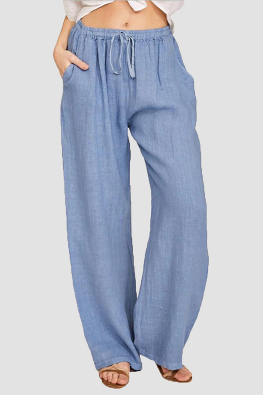 Casual Solid Patchwork Pocket Loose Wide Leg Solid Color Bottoms(8 Colors)