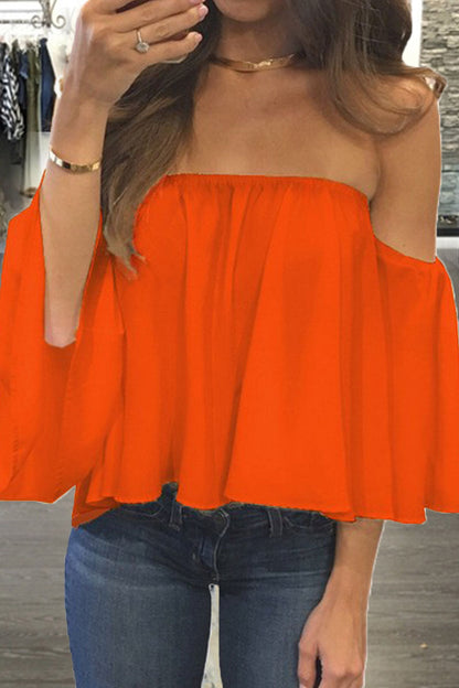 Blusas casuales de moda con parches lisos sin tirantes (8 colores)