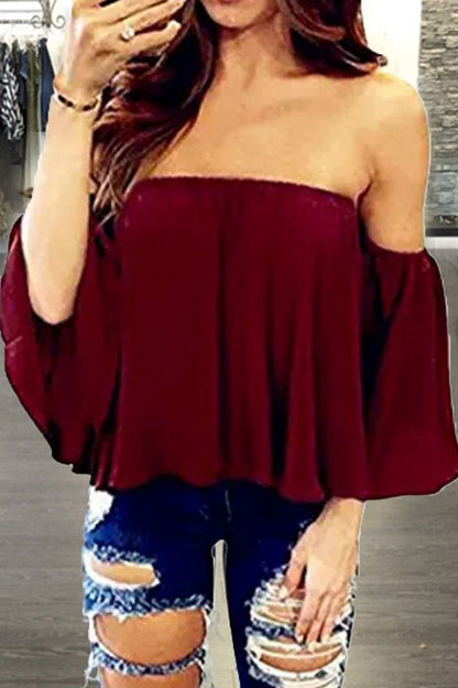 Blusas casuales de moda con parches lisos sin tirantes (8 colores)