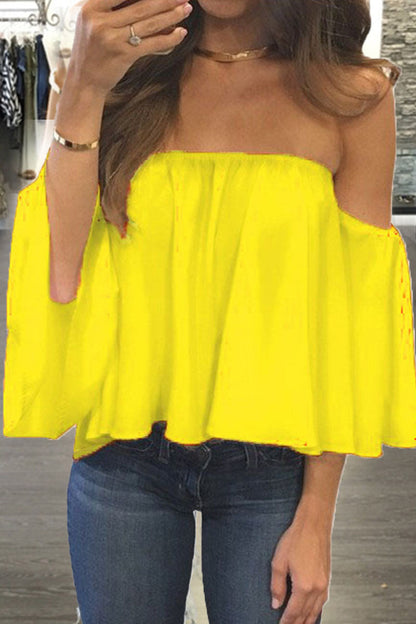 Blusas casuales de moda con parches lisos sin tirantes (8 colores)