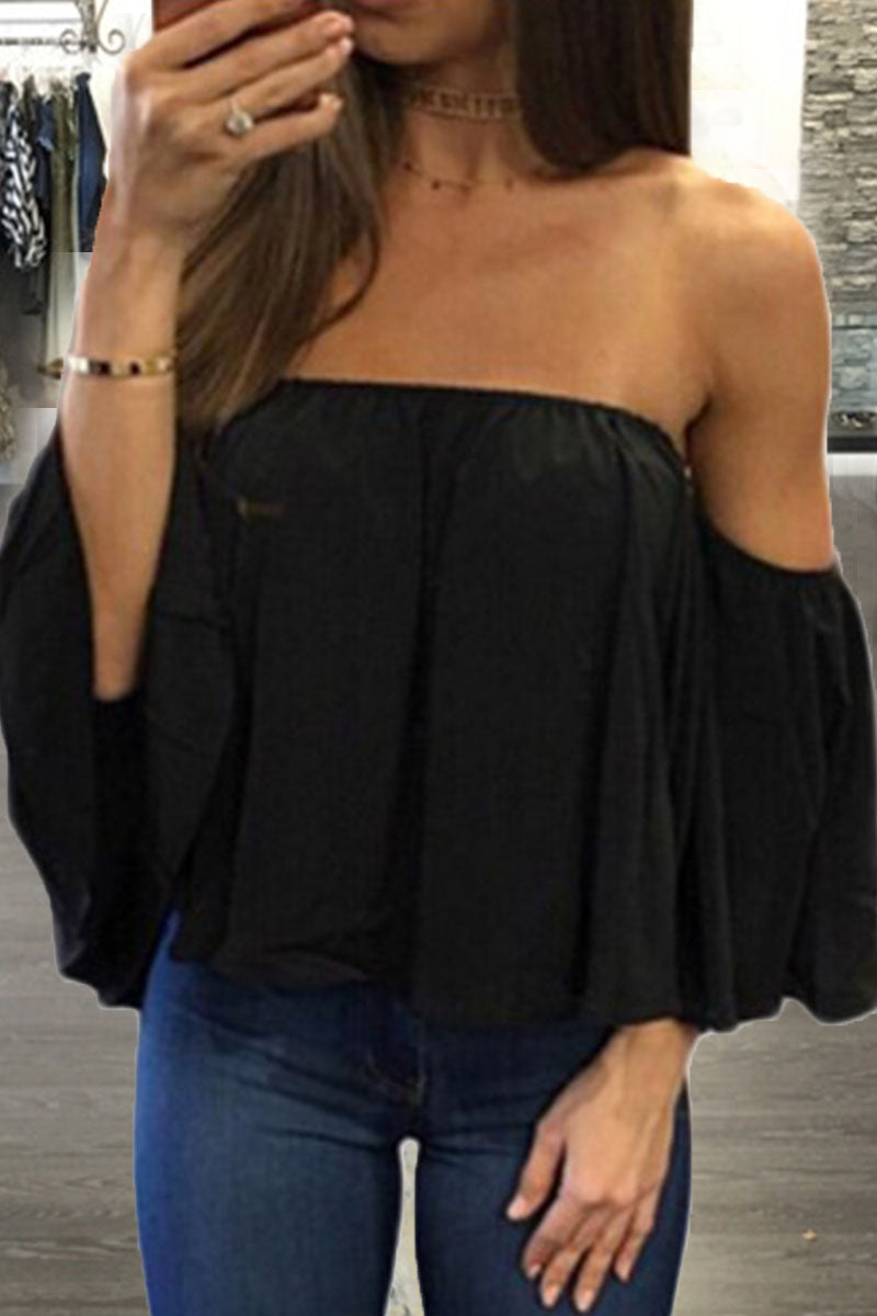 Blusas casuales de moda con parches lisos sin tirantes (8 colores)