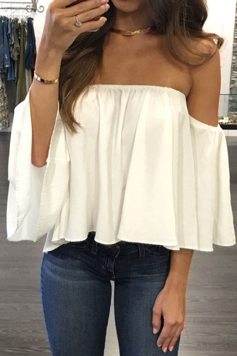 Blusas casuales de moda con parches lisos sin tirantes (8 colores)