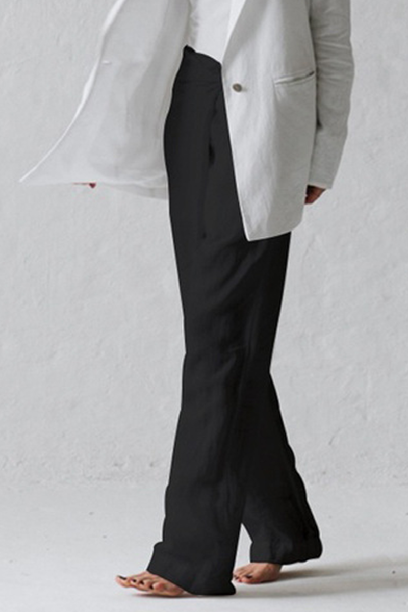 Casual Solid Strap Design Straight Mid Waist Solid Color Bottoms(3 Colors)