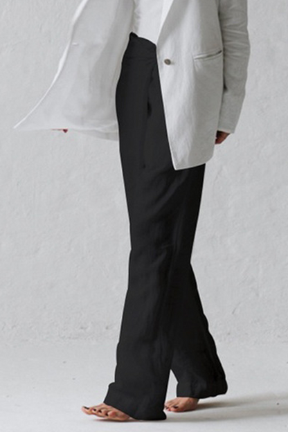 Casual Solid Strap Design Straight Mid Waist Solid Color Bottoms(3 Colors)