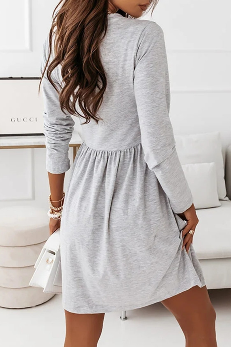 Casual Solid Split Joint V Neck A Line Dresses