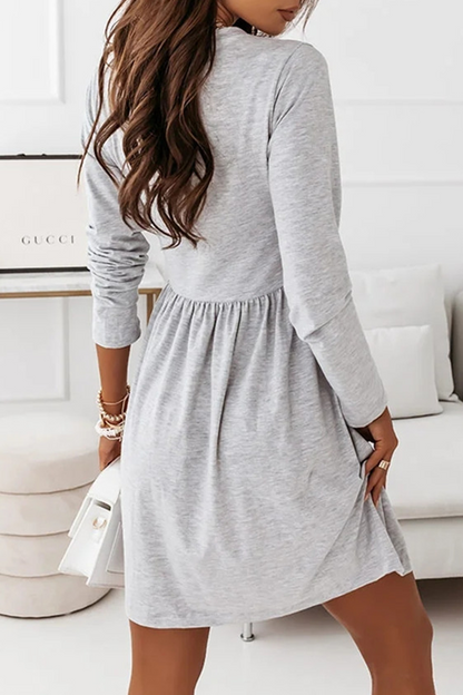 Casual Solid Split Joint V Neck A Line Dresses
