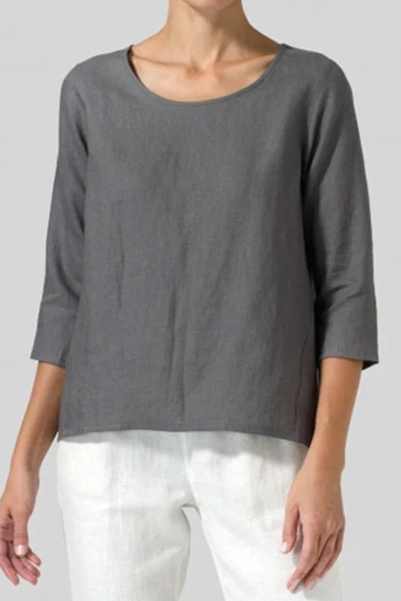 Camisetas básicas informales lisas de cuello redondo (6 colores)