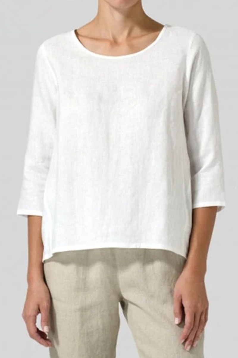 Camisetas básicas informales lisas de cuello redondo (6 colores)