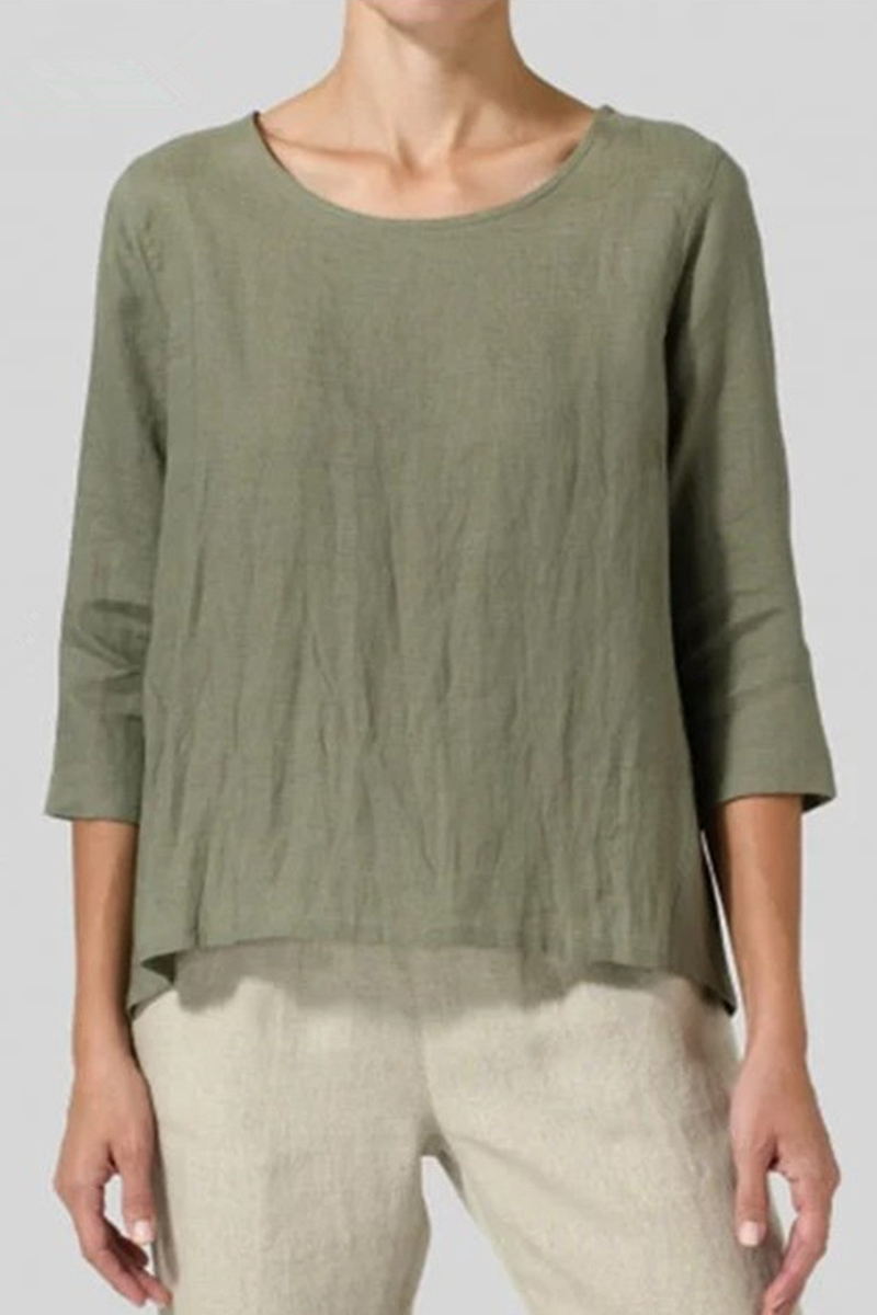 Camisetas básicas informales lisas de cuello redondo (6 colores)