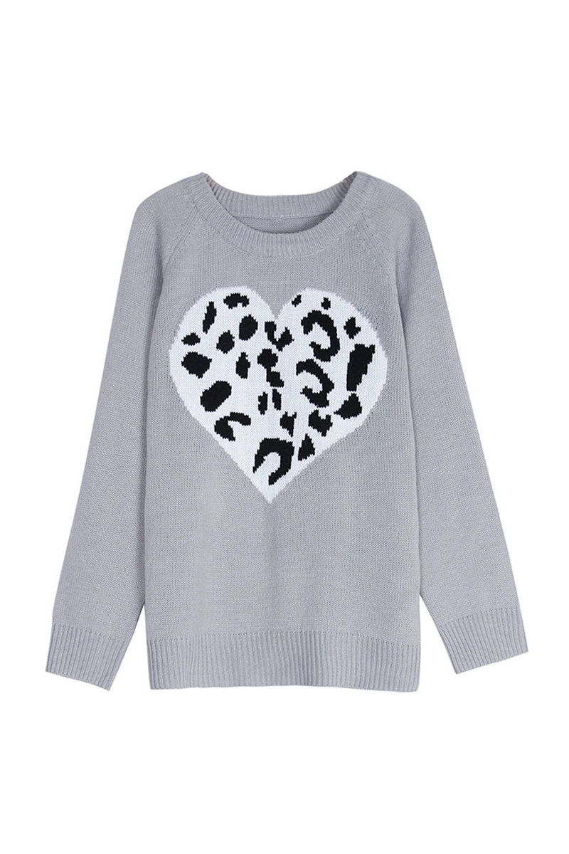 Casual Print Patchwork O Neck Tops Sweater(4 Colors)
