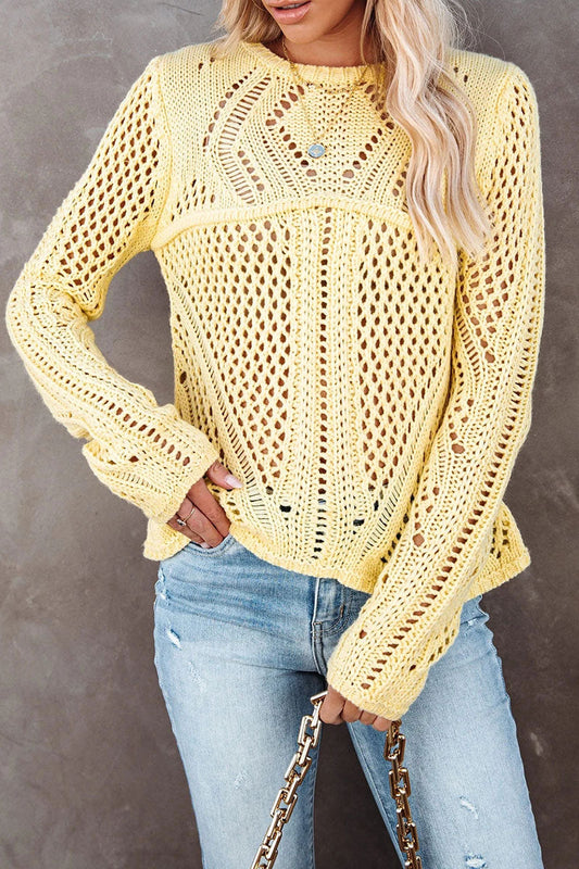 Tops de cuello redondo ahuecados de color liso de moda urbana