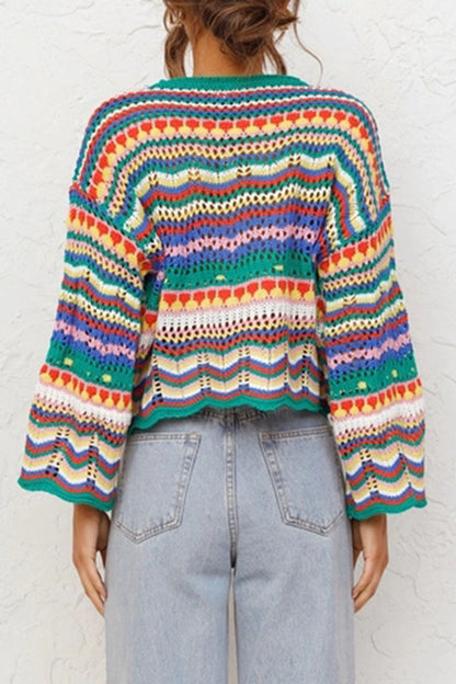 Suéteres de cuello redondo con diseño de patchwork a rayas de moda urbana (3 colores)