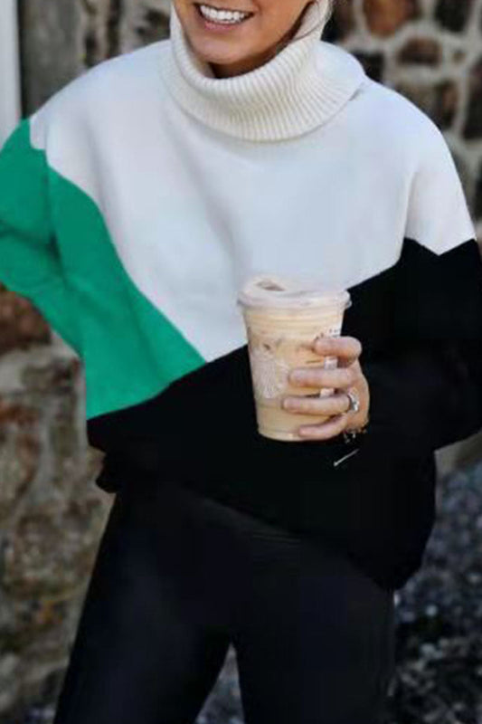 Tops casuales de moda con cuello alto y abertura en la parte superior lisa