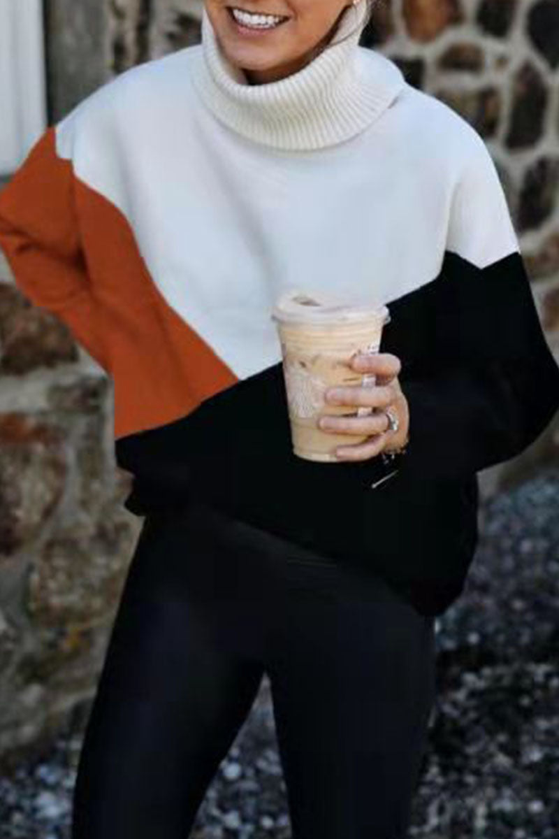 Tops casuales de moda con cuello alto y abertura en la parte superior lisa