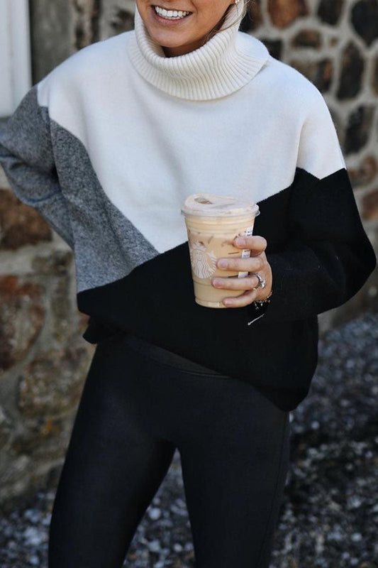 Tops casuales de moda con cuello alto y abertura en la parte superior lisa