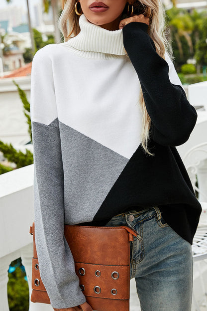Tops casuales de moda con cuello alto y abertura en la parte superior lisa