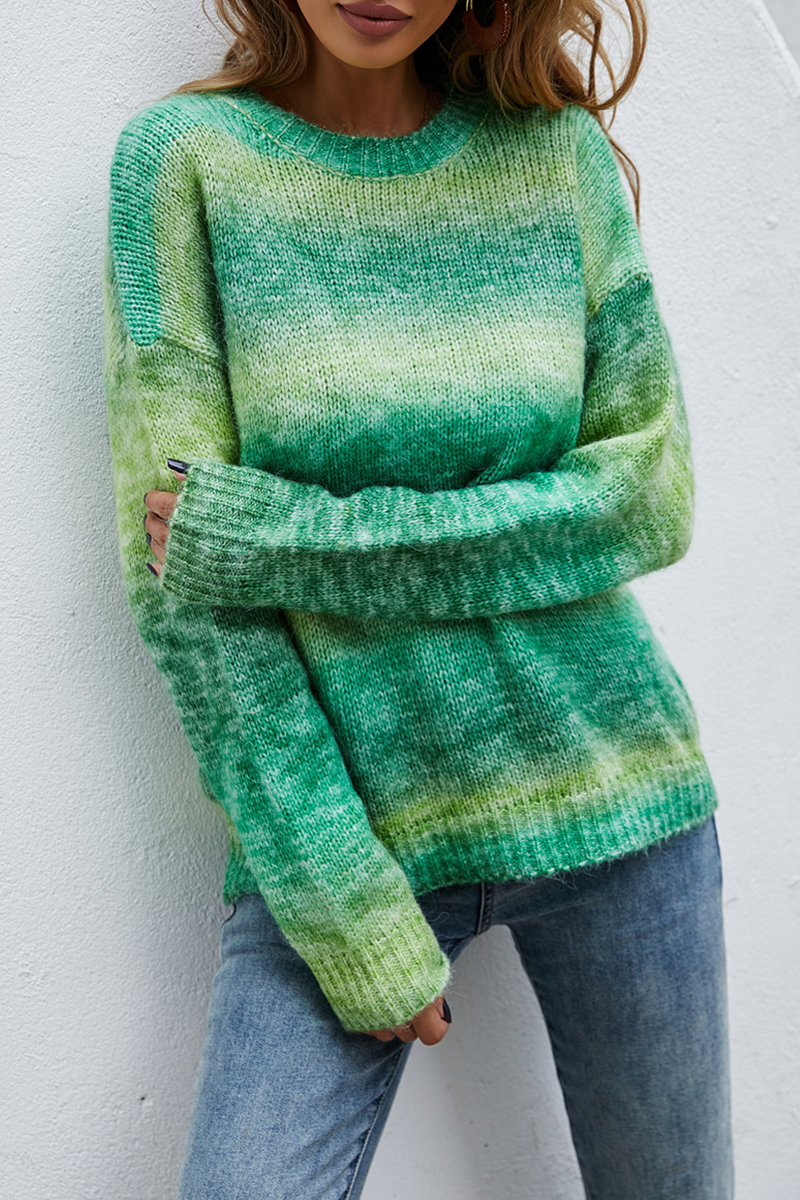 Suéter básico con cuello redondo y teñido anudado de calle