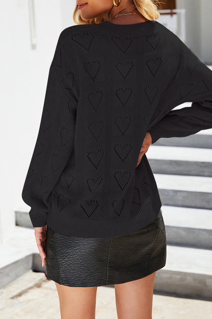 Suéter casual liso con cuello en V ahuecado