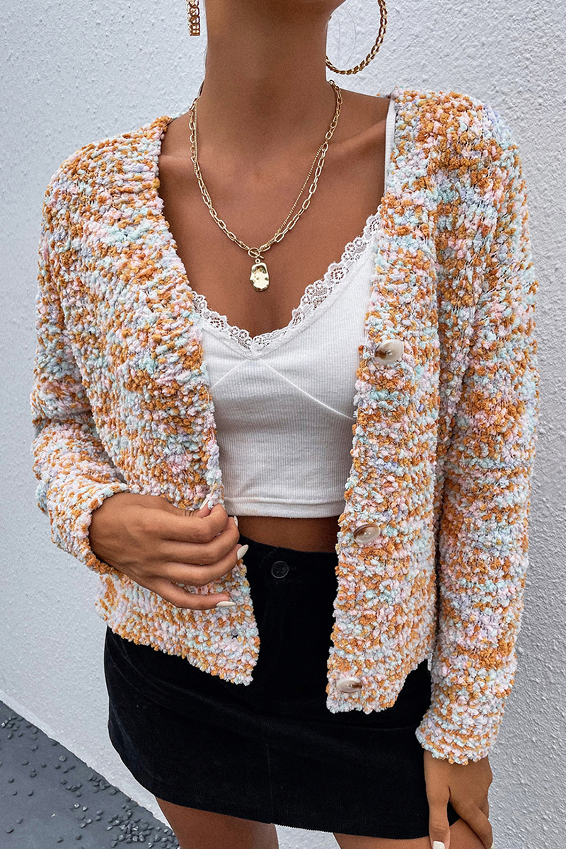 Suéter informal con cuello en V y hebilla de unión dividida