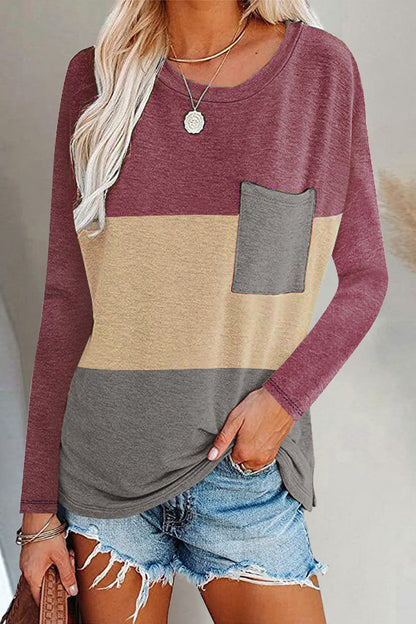 Camisetas informales lisas con cuello redondo y abertura en la parte superior (6 colores)