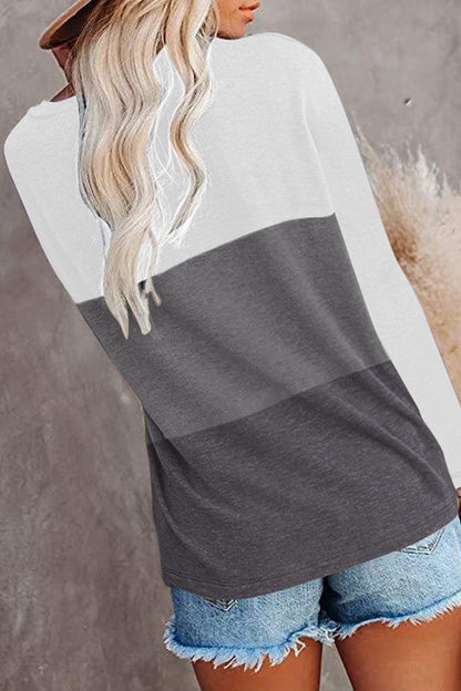 Camisetas informales lisas con cuello redondo y abertura en la parte superior (6 colores)