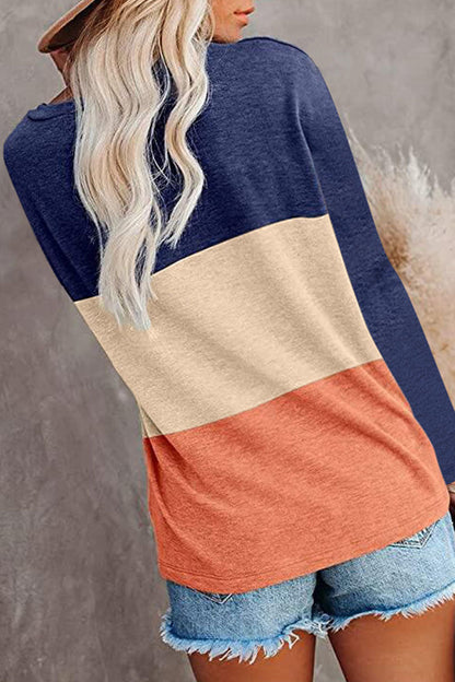 Camisetas informales lisas con cuello redondo y abertura en la parte superior (6 colores)