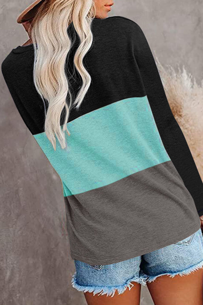 Camisetas informales lisas con cuello redondo y abertura en la parte superior (6 colores)