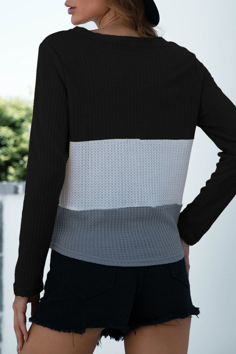 Camisetas casuales de moda con cuello en V, lisas y divididas