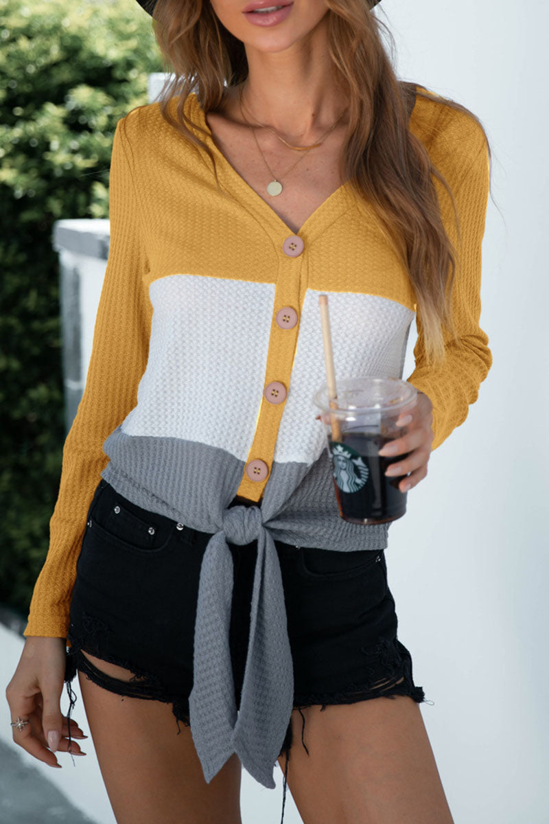 Camisetas casuales de moda con cuello en V, lisas y divididas