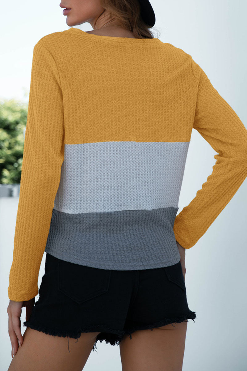 Camisetas casuales de moda con cuello en V, lisas y divididas