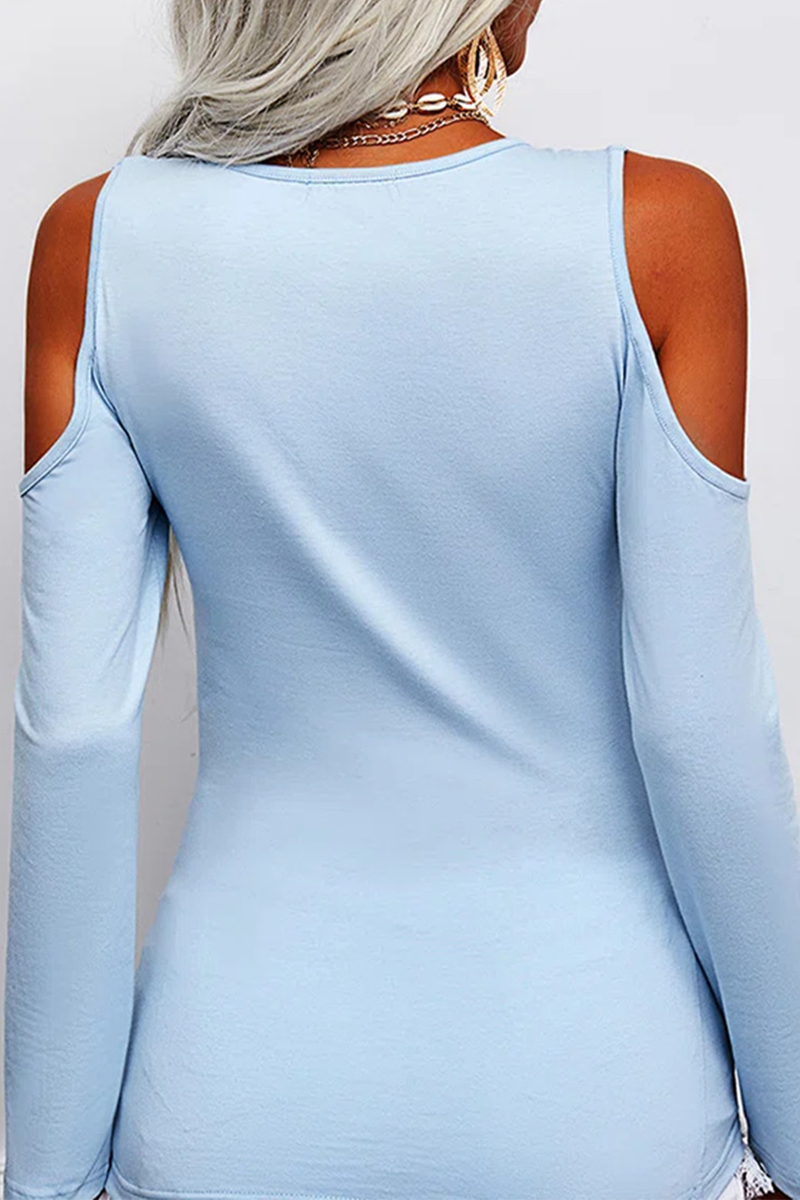 Tops casuales de cuello en V con abertura en la parte superior lisa