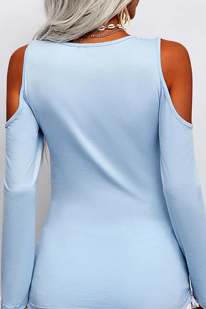 Tops casuales de cuello en V con abertura en la parte superior lisa