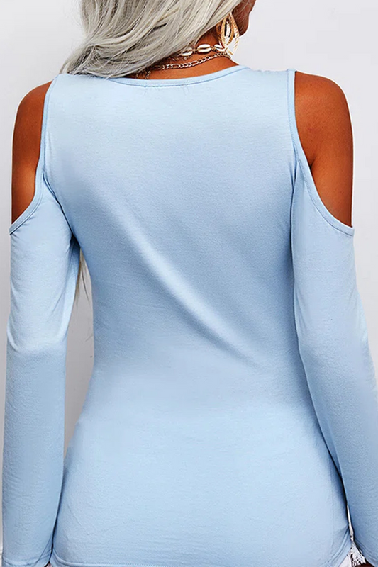 Tops casuales de cuello en V con abertura en la parte superior lisa