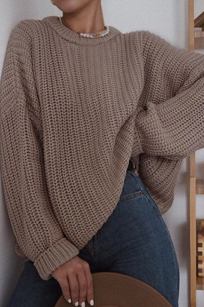 Casual Solid Patchwork O Neck Sweater(5 Colors)