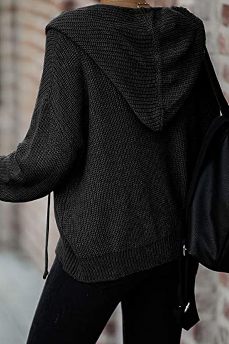Suéteres casuales de color sólido con cremallera y cuello con capucha (5 colores)