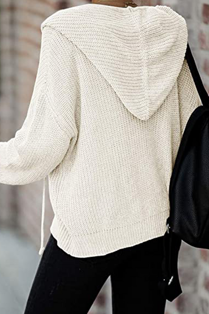 Suéteres casuales de color sólido con cremallera y cuello con capucha (5 colores)